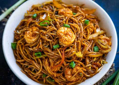 Manchurian Shrimp Chow Mein Noodles